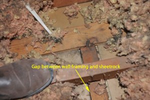 Gap between wall framing and sheetrock