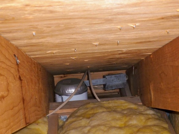 A look down into the soffit area above the grill